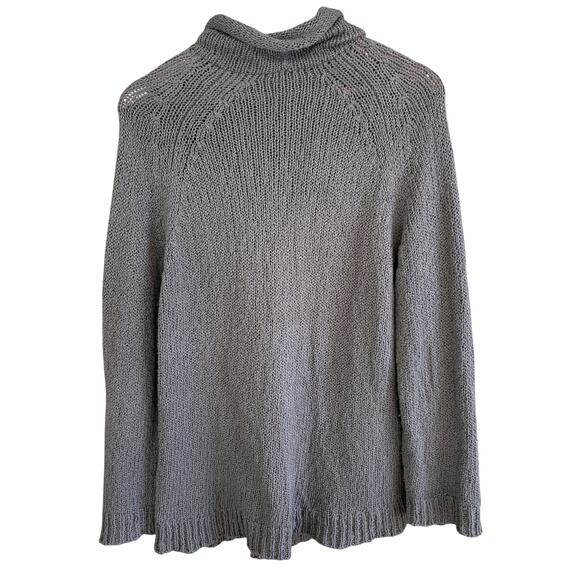 Eileen Fisher Chunky Turtleneck Tunic Sweater M Gray Capsule Minimalist - Picture 2 of 5